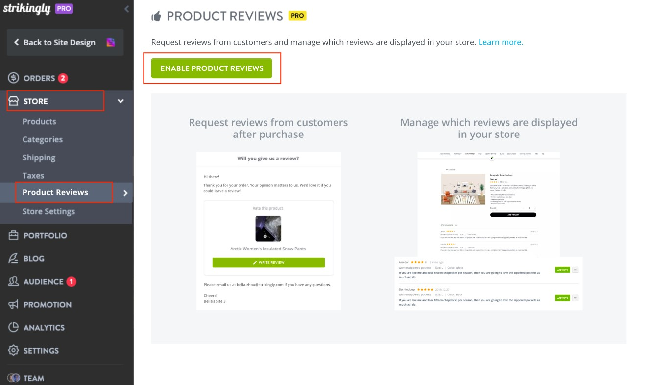 Enable Product Reviews Enable Product Reviews